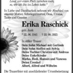 Traueranzeige Erika Raschick, geb. Jank