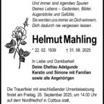 Traueranzeige Helmut Mahling