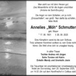 Traueranzeige Annelies Schmutter, geb. Meyer