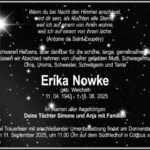 Traueranzeige Erika Nowke, geb. Weichelt