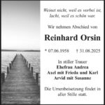 Traueranzeige Reinhard Orsin