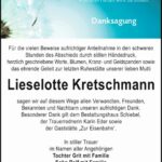 Danksagung Lieselotte Kretschmann