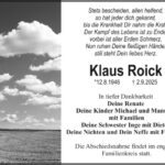 Traueranzeige Klaus Roick