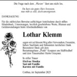 Danksagung Lothar Klemm