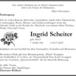 Danksagung Ingrid Scheiter, geb. Stoof