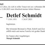 Danksagung Detlef Schmidt