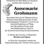 Danksagung Annemarie Grohmann