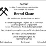 Nachruf Bernd Klaue