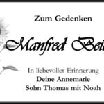 Jahresgedenken Manfred Beitsch