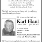 Traueranzeige Karl Hanl