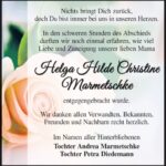 Danksagung Helga Hilde Christine Marmetschke