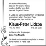 Traueranzeige Klaus-Peter Lidzba