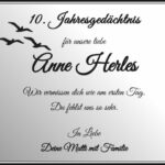 Jahresgedenken Anne Herles