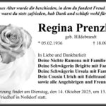 Traueranzeige Regina Prenzler, geb. Hildebrandt
