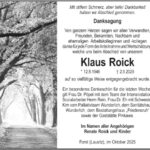 Danksagung Klaus Roick