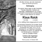 Danksagung Klaus Roick