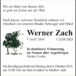 Traueranzeige Werner Zach