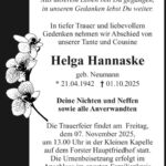 Traueranzeige Helga Hannaske, geb. Neumann