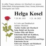 Traueranzeige Helga Kosel