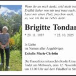 Traueranzeige Brigitte Tondar