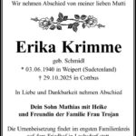 Traueranzeige Erika Krimme, geb. Schmidl