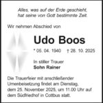 Traueranzeige Udo Boos
