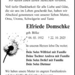 Traueranzeige Elfriede Domschke geb. Bölke