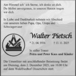 Traueranzeige Walter Pietsch