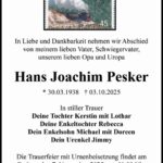 Traueranzeige Hans-Joachim Pesker