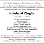 Traueranzeige Reinhard Zingler
