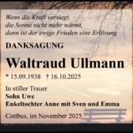 Danksagung Waltraud Ullmann