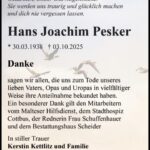 Traueranzeige Hans-Joachim Pesker