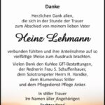 Danksagung Heinz Lehmann