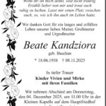 Traueranzeige Beate Kandziora, geb. Buschan