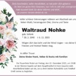 Traueranzeige Waltraud Nohke