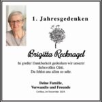 Traueranzeige Brigitta Recknagel