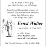 Traueranzeige Ernst Walter