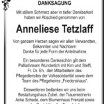 Danksagung Annelies Tetzlaff