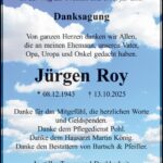 Danksagung Jürgen Roy