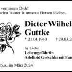 Traueranzeige Dieter Wilhelm Guttke