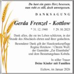Danksagung Gerda Frenzel-Kottlow