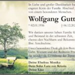 Traueranzeige Wolfgang Gutte