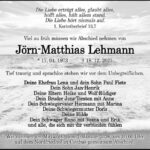 Traueranzeige Jörn-Matthias Lehmann