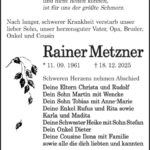 Traueranzeige Rainer Metzner