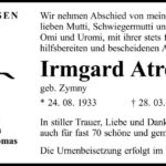 Traueranzeige Irmgart Atrott, geb. Zymny
