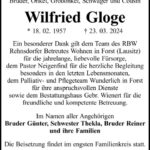 Traueranzeige Wilfried Gloge