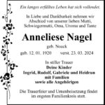 Traueranzeige Anneliese Nagel, geb. Noack