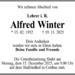 Traueranzeige Alfred Winter