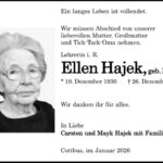 Traueranzeige Ellen Hajek, geb. Dreyer