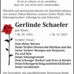 Traueranzeige Gerlinde Schaefer, geb. Kaiser